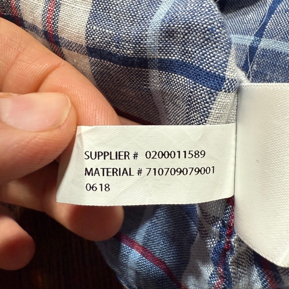 Ralph Lauren Shirt Mens Large Blue White Red Plaid 100% Linen - Picture 8 of 12